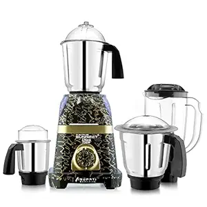 SilentPowerSunmeet Latest New Model DIAA 750-Watts Mixer Grinder with 3 Stainless Steel Jars and 1 ABS Juicer Jar (Dry Jar, Chutney Jar, Liquid, Juicer Jar) Gold-Black