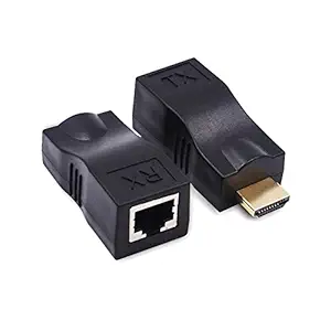 Microware 2pcs Hdmi Repeater, Hdmi to Rj45 Network Cable Extender Converter Repeater Over Cat 5e Cat6 1080p Up to 30m Extender Repeater for Hdpc 4k 2k