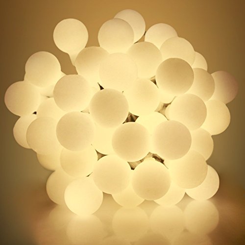 KooPower 12M 100er Kugel LED Lichterkette Warmweiß mit Fernbedienung und Timer (8 Modi, Dimmbar) für Party, Garten, Weihnachten, Halloween, Hochzeit, Beleuchtung Deko - 31V 4,8W