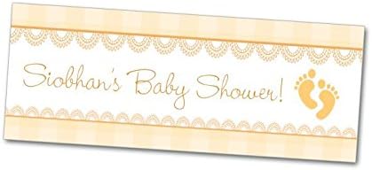 Yellow Baby Shower Personalised Party Banner 36 x 12 inches - Add the mum to be's name!