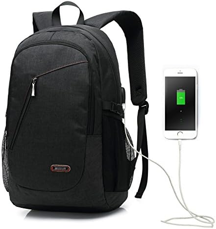 USB Laptop Backpack, 15.6 Inch Resistant Travel Rucksack, Student Backpack For Laptop, Lightweight Water Resistant Shoulder Casual Bag (Black)