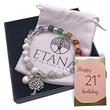 Etana 21st Birthday Gifts For Her, Chakra Bracelets For Women With Howlite Healing Crystals, Anxiety Relief Spiritual Gift, Mindfulness Presents