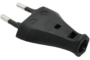 CHRISTOPH PALME LEUCHTEN Eurostecker schwarz 250V/2,5A/SK II steckbar flache Ausführung CEE 7/16 Stromstecker Euro-Stecker