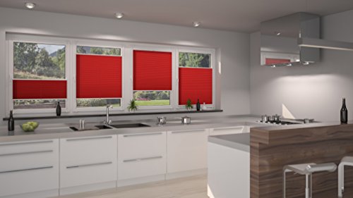 DecoProfi PLISSEE rot, verspannt, Breite 50cm x 130cm (max. Gesamthöhe Fensterflügel), mit Klemmträger / Klemmfix / ohne Bohren - 7