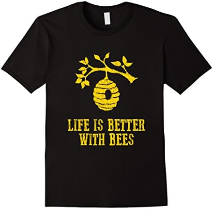 Men's Funny Life Is Better With Bees T-shirt Beekeepers Save Gift XL Black