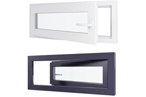 HEXA'FEN Fenetre PVC - LxH 1000x400 mm - Triple vitrage,Fenetre PVC - Anthracite extérieur Blc intérieur Poignée A Droite