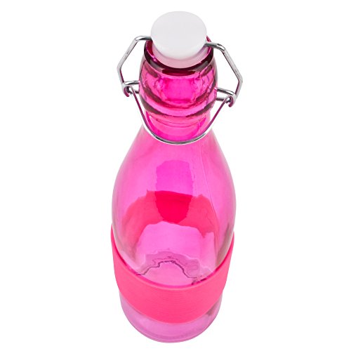 Flasche Deko Fancy Colori Glas 27x7x7cm Tischdeko (Pink) - 2