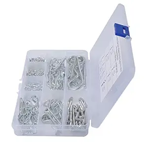Ecomspace 125pcs R Cotter Pin Assortment Hitch Pin Clips Fastener Set with Clear Re-sealable Storage Case for Tow Tractor Light Truck Lawn Mower