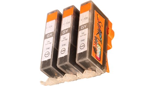 Start - 3 Ersatz Chip Patronen kompatibel zu CLI-526 Grau für Canon Pixma iX6550, MG6150, MG6250, MG8150, MG8240, MG8250