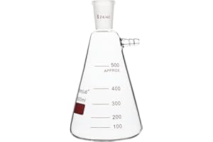 stonylab Filtering Flask with 24/40 Standard Taper Outer Joint, Heavy Wall Borosilicate Glass Filter Flask, Bolt Neck with Tubulation, 500 ml
