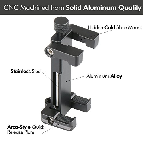 Ulanzi ST-03 metal Smart Phone treppiede con Cold Shoe Mount e arca-style piastra a sgancio rapido per iPhone 7 Plus Samsung Huawei telefono cellulare adattatore treppiede di supporto clip(Nero)