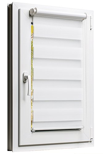 TEXMAXX Fensterrollo Duo-Rollo Sonnenschutz mit Kettenzug und Klemmfix ohne bohren in WEISS, Leisten in Weiss – 80 x 150 cm – inkl. Zubehör - 2