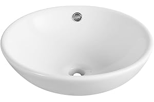 DEER VALLEY Vasque à Poser Salle de Bain DeerValley DV-1V062 Symmetry Céramique Lavabo Salle de bain，Avec Trop-plein Circulaire Blanc Lavabo 450 * 450mm