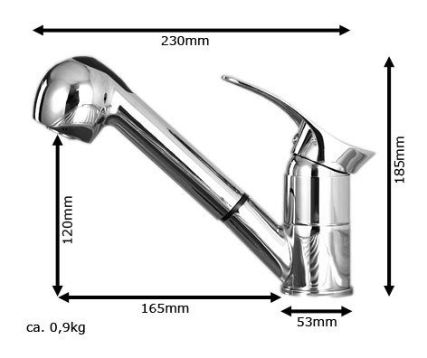 Niederdruck Spültisch Küchen Armatur schönes Design 2 Strahlarten Chrom Sanlingo - 3