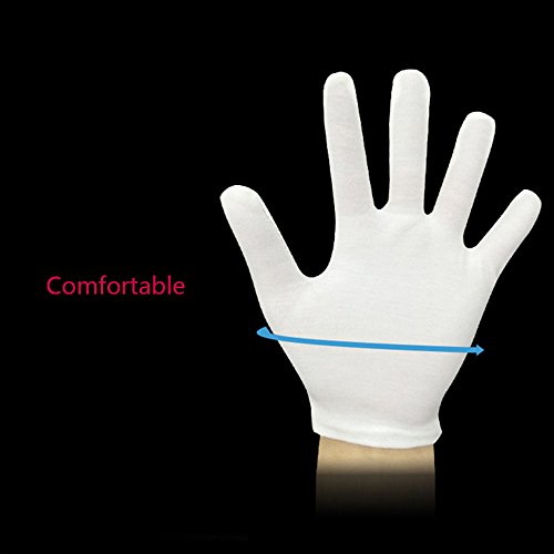 Multi weiß Baumwolle Handschuhe Inspektion Schmuck Gesundheit Tägliche Arbeit Handschuhe groß für Herren Damen - 5