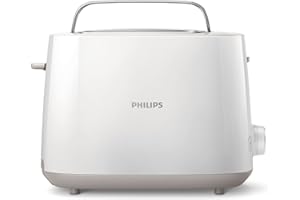 VERSUNI Philips Domestic Appliances Grille-pain - 2 Fentes, 8 Réglages, Réchauffe-Viennoiseries, Décongélation, Surélévation, Arrêt Automatique, (HD2581/00), Blanc, Taille unique