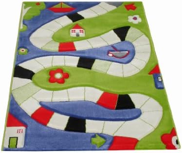 Little Helper 3D Childrens Play Rug in Riverside Design, Blue (100 x 150cm)