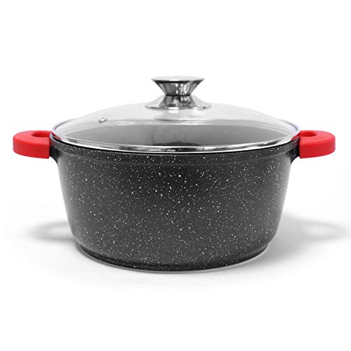 Jonas - Faitout/Marmite avec Revêtement Effet Pierre Granité & Céramique Anti-Adhérent SANS PFOA Pour une Cuisson Saine & Sans Matière Grasse Qualité Allemande GREBLON C3+ Garantie TOP Qualité! (40cm)