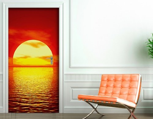 Fototapete Tür Papier No.15 'RED SUNSET' 100x210cm Foto Tapeten Sonne , Größe:210cm x 100cm