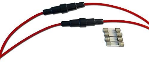 KO Fuse 10Amp Inline Glass Fuse Holder Set - 18 Gauge Copper Wires + Quick Blow Glass Fuses (0.3Amp 0.5Amp 1Amp 2Amp 10Amp) (10 Amp) by KO Fuse
