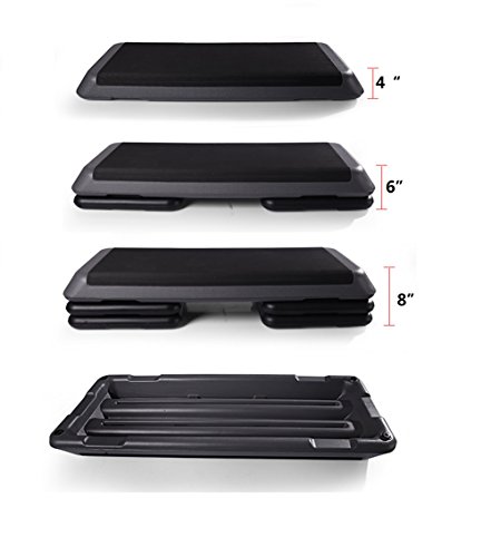 IUNNDS 109,2 cm Verstellbar Fitnesscenter Schritt Plattform für Sport & Fitness (schwarz & grau) - 7