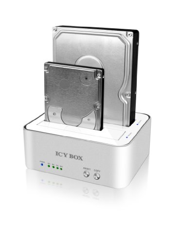 Icy Box IB-120CL-U3 2-fach Dockingstation für 2,5″ (6,35 cm) und 3,5″ (8,9 cm) SATA HDD/SSD mit USB 3.0, Klonfunktion und JBOD (silber/weiß) - 4