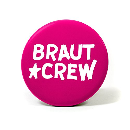 6 Frau Wundervoll JGA Buttons rosa / pink - Braut Crew, Ø 5,6 cm - Junggesellinnenabschied / Hen Party / Anstecker
