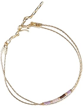 KELITCH 2 Kreis Handmade Zierlich Filigranes Armband mit Mehrfarbig Matt Rocailles Perlen Armbänder