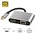 Produktbild USB 3.1 Typ C zu HDMI VGA Audio Adapter, Multiport 2-IN-1 USB Typ C zu 4K HDMI 1080P VGA Digital AV Adapter Video Converter