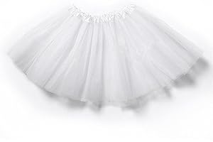 LuLiyLdJ Tutu Femme, Jupe Tulle Femme, Femme Ballet Tutu Tulle Jupes 3 Couche Pettiskirt Mini Robe pour S'habiller Fête Les Costumes Danse, Blanc, 1 pièce