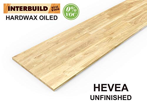 Plans de travail de cuisine en bois d'hévéa Interbuild, 2200x635x26 mm, non finis, 1 pièce/paquet