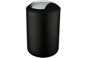 WENKO Brasil L kosmetikhink 6,5 liter kapacitet, dekorativ badrumskorg med svänglock, soptunna för gästtoaletten av okrossbar plast, BPA-fri, Ø 19,5 x 31 cm