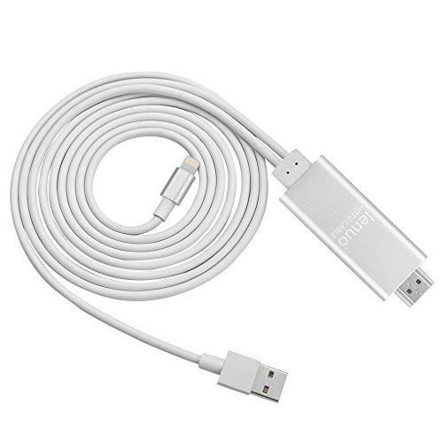 Lenuo 8 pin 2M Kabel für iPhone 6 6S 5S 5 HDMI HDTV AV Adapter auf HDMI 1080p Stecker 6,56ft Apple Lighting cable zum HDMI (silber) - 2