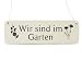 Produktbild Interluxe Shabby Vintage Schild Türschild WIR SIND IM Garten *weiß* Sommer Urlaub Ferien