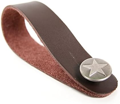 Bray Guitar Strap Hook Button In Tan Brown With Silver Star Pattern Pin For Any Acoustic, Electric, Bass And Classical Guitar Headstock