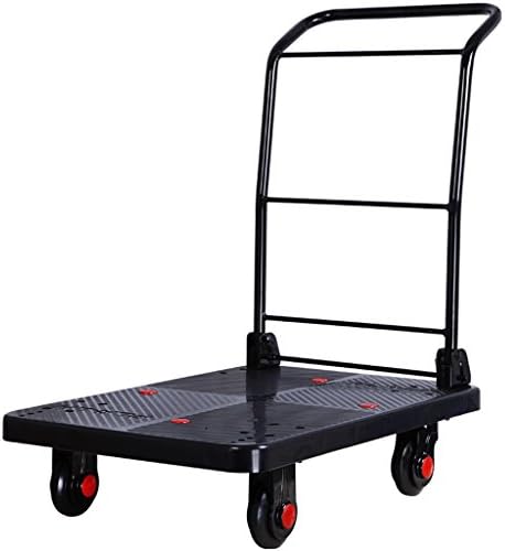 Hand Truck DELLT Small Cart Folding Flatbed Car Trolley Lorry Dray Van Mute Small Trailer Load 300 Kg