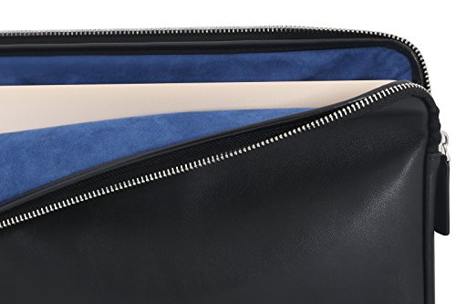 StilGut Sleeve Bellevue MacBook Sleeve aus echtem Nappa-Leder mit Innenfächern und Reißverschluss für Notebooks bis 12″ z.B. MacBook 12″, Schwarz - 5