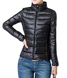 Yasong Women's Girl's Slim-fitted Quilted Padded Duck Down Filled Winter Coat Light Weight Short Down Jacket