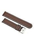 Uhrenarmband Leder Braun Glatt mit Weißer Naht 12-20mm Armband Uhr Band 14mm