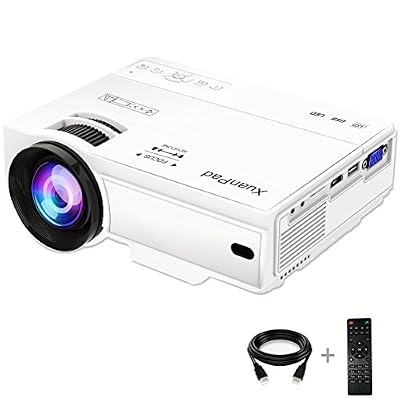 XuanPad Mini Projecteur 2200 Lumens Vidéoprojecteur Portable Retroprojecteur, 55000 Heures Multimédia Home Cinéma Projecteur, Compatible avec Amazon Fire TV Stick, Full HD 1080 P HDMI, VGA, USB, AV, ordinateur portable, iphone, Android Smartphone