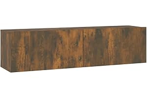 vidaXL Mueble de Pared TV Aparador Armario Estante Soporte Mobiliario Salón Sala de Estar Dormitorio Contrachapado Roble Ahumado 120x30x30 cm