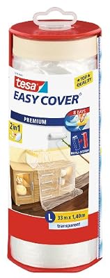 Tesa 59179-00003-02 Easy Cover Premium L Ruban de masquage avec bâche/dérouleur 33 m x 1400 mm