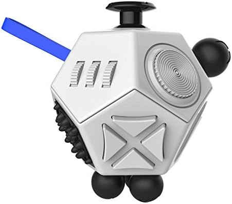 *UK SPECIAL OFFER* NEW SUPER CUBE (Fidget Cube 2) 2017 Design - Figit Fidget Cube - Anxiety Stress Relief 12 Sides Block Figdet (2017) (White/Black)