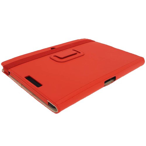 igadgitz ‚Portfolio‘ Rot PU Leder Tasche Schutzhülle Hülle Ledertasche Lederetui Etui Case für Asus Eee Pad Transformer & Keyboard Dock TF300 TF300T TF300TG & TF300TL 10.1″ Android Tablet - 8