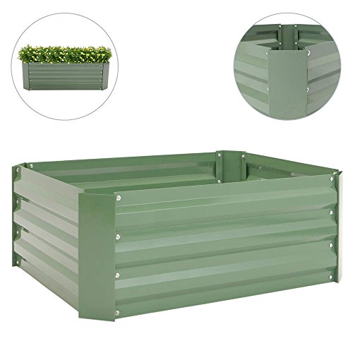 Preisvergleich Produktbild PrimeMatik - Metall grün Pflanzer Blumenkasten 100x60x30 cm