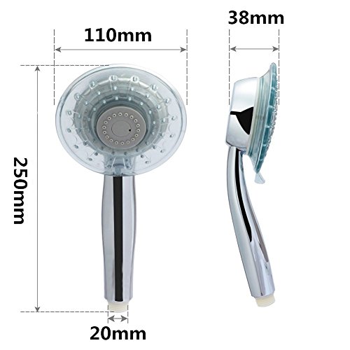 Duschkopf led ZSZT® Wellnessbrause Handbrause Brausekopf mit Licht Farbwechsel 7 Farbe automatic, Passt Am Meisten Jeden Standard Duschschlauch - 5