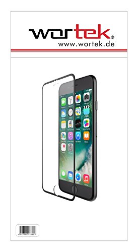 iPhone 7 Panzerglas mit Kantenschutz wortek Schutz Glas komplettes Display Durchsichtig gebogen 0,3mm Schwarz - 4