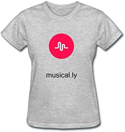 Fkhaos Women's Musical.ly Logo Crew neck T-shirt Large Gray