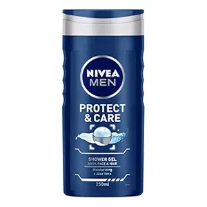 NIVEA Men Body Wash,Protect & Care with Aloe Vera, Shower Gel for Body, Face & Hair, 250 ml