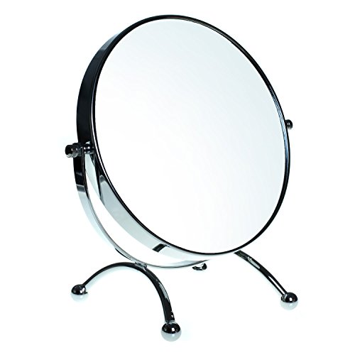 HIMRY® Kosmetik Spiegel 8 inch, 360° drehbar, 5X Vergrößerung. 2 Spiegel: normal und 5 - fach Vergrößerung, Designed Kosmetikspiegel, 19 cm ø, verchromt, KXD3118-5x